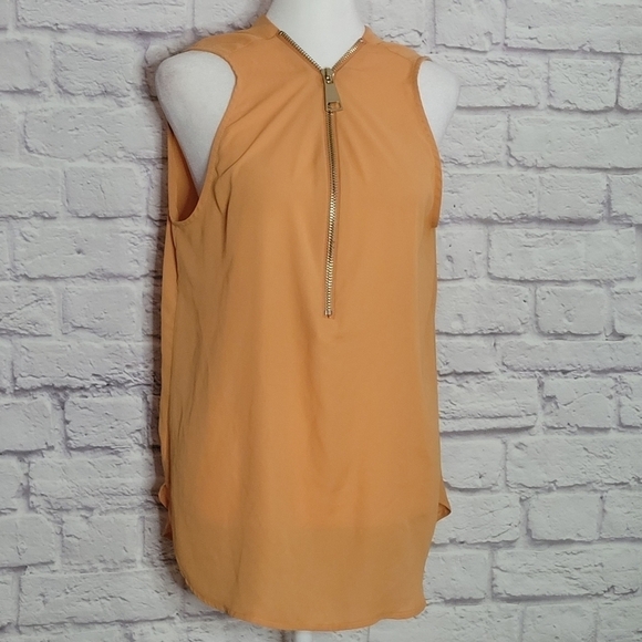 Carmen Marc Valvo Medium Zipper Neck  Tunic Blouse - Picture 1 of 6